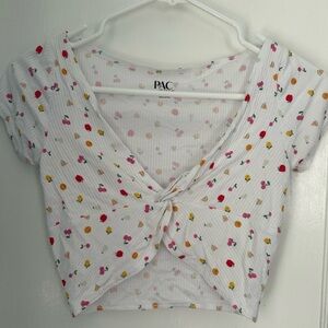 Pacsun Pac cares fruit white crop top XS